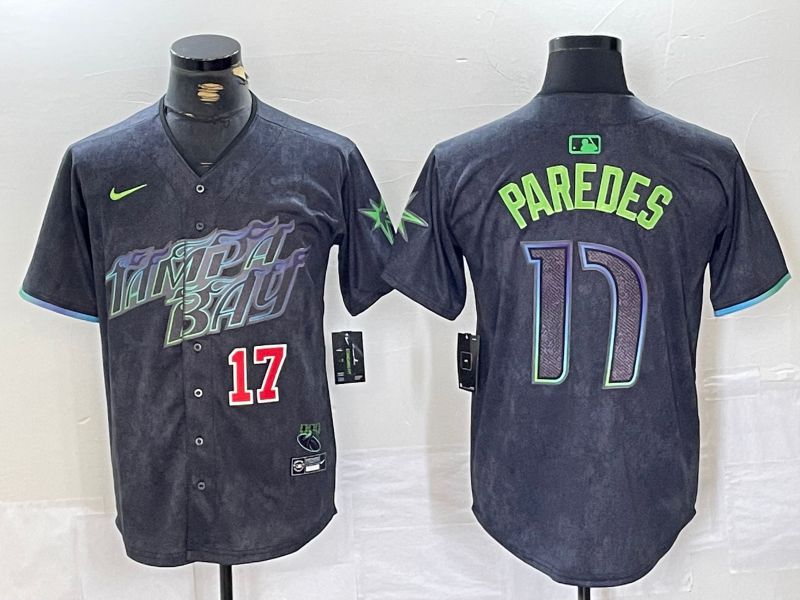 Men Tampa Bay Rays #17 Paredes Black City Edition Nike 2024 MLB Jersey style 3